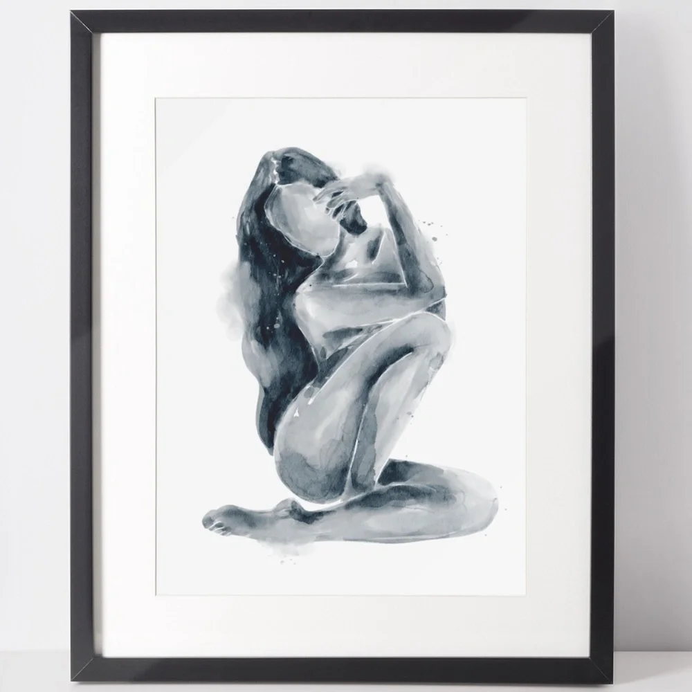 Watercolor Abstract Nude Woman Portrait Print Poster Unframed - Picture 4 of 17